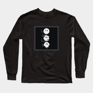 Black Lost distorted smiley face Long Sleeve T-Shirt